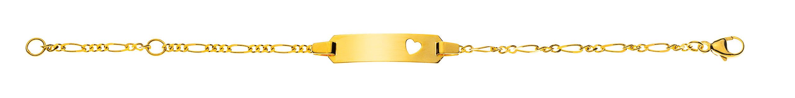 AURONOS Prestige ID-Bracelet en or jaune 18k Chaîne Figaro diamantée 14cm