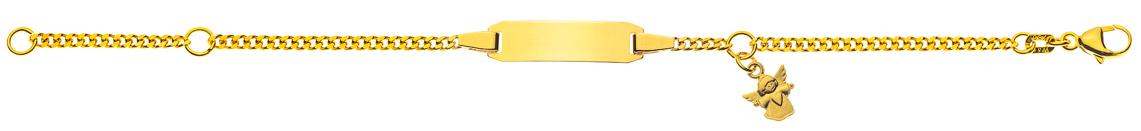 AURONOS Prestige ID bracelet 18k yellow gold curb chain diamond-plated 14cm