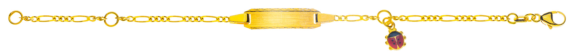 AURONOS Prestige ID-Bracelet en or jaune 18k Chaîne Figaro diamantée 14cm