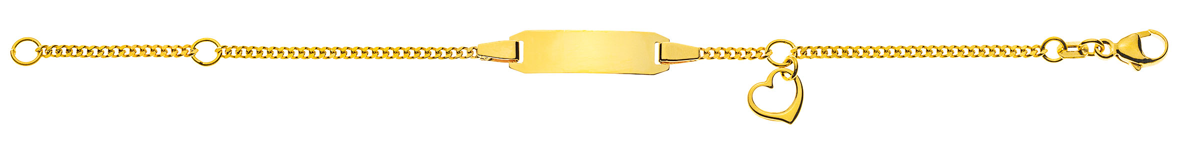 AURONOS Prestige ID bracelet 18k yellow gold curb chain diamond-plated 14cm