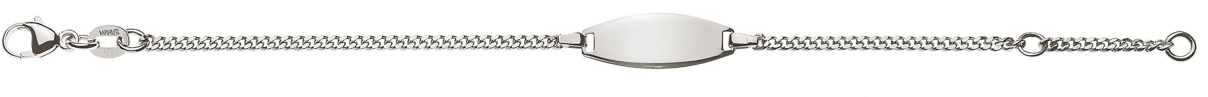 AURONOS Prestige ID-Bracelet en or blanc 18k Chaîne blindée polie 14cm