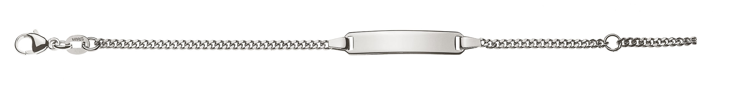 AURONOS Prestige ID-Bracelet en or blanc 18k Chaîne blindée polie 14cm