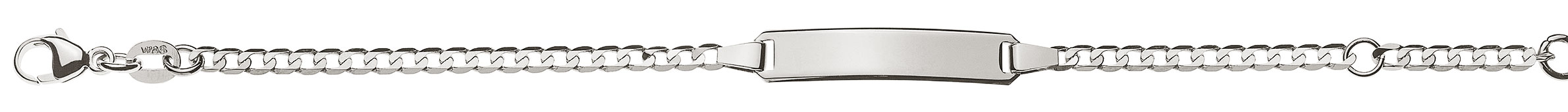 AURONOS Prestige ID-Bracelet or blanc 18k chaîne blindée diamantée 16cm