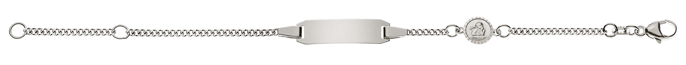 AURONOS Prestige ID-Bracelet or blanc 18k chaîne blindée diamantée 14cm