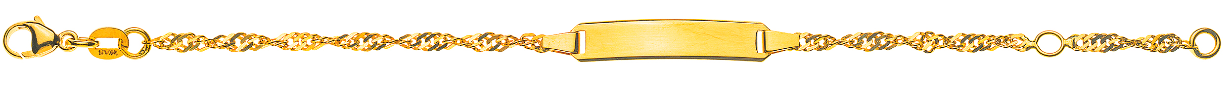 AURONOS Style ID-Bracelet en or jaune 9k Chaîne de Singapour 14cm