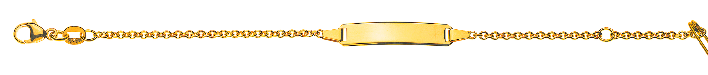 AURONOS Style ID-Bracelet or jaune 9k chaîne d'ancre ronde 18cm
