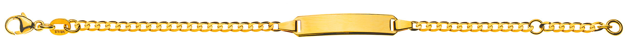 AURONOS Style ID-Bracelet or jaune 9k chaîne blindée diamantée 14cm