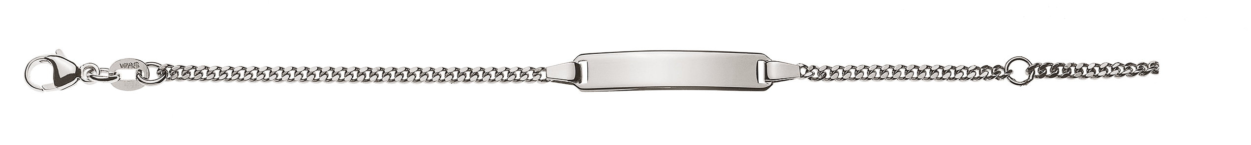 AURONOS Style ID-Bracelet 9k white gold curb chain polished 14cm