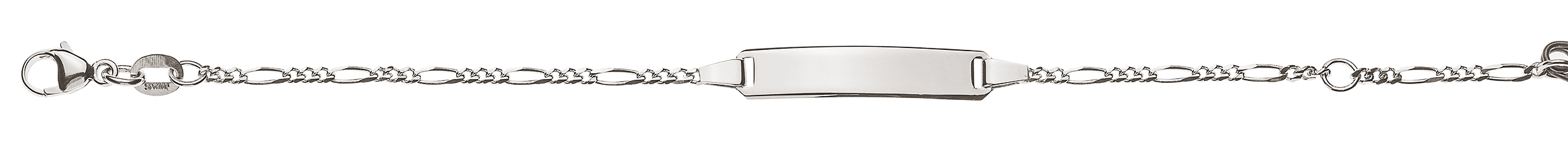 AURONOS Style ID-Bracelet 9k Weissgold Figarokette 16cm