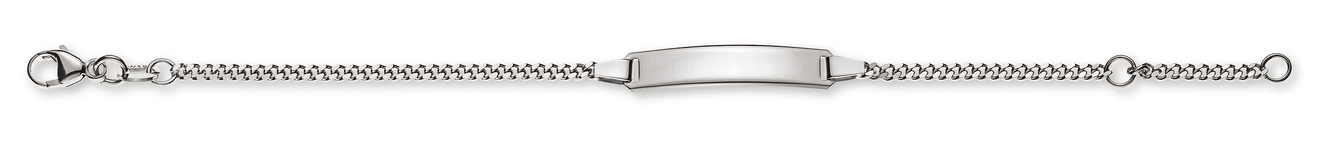 AURONOS Élégance ID-Bracelet en or blanc 14k Chaîne blindée polie 18cm