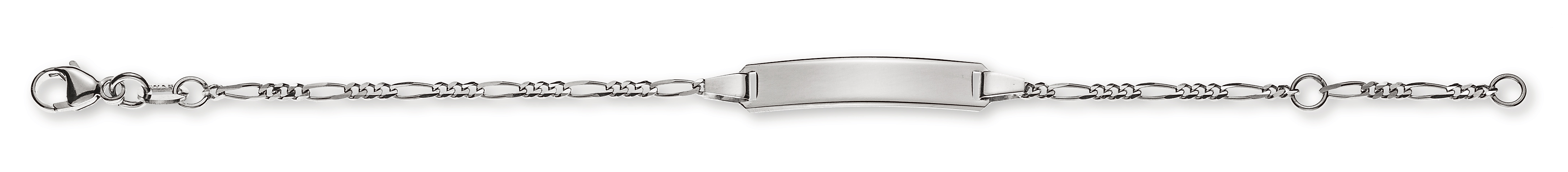AURONOS Élégance ID-Bracelet en or blanc 14k Chaîne Figaro 14cm