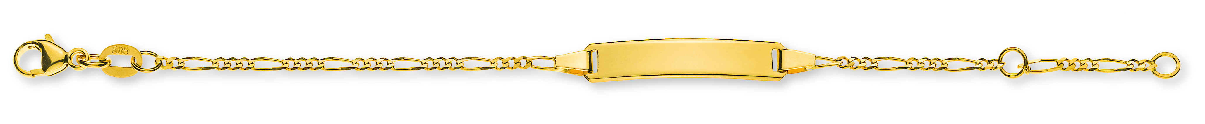 AURONOS Élégance ID-Bracelet or jaune 14k Chaîne Figaro 14cm