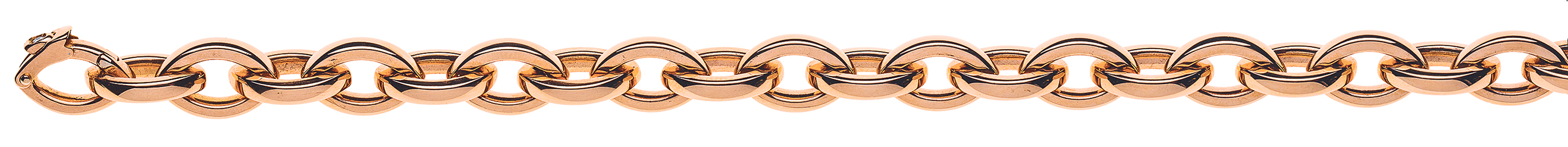 AURONOS Prestige Bracelet 18k rose gold navette chain 9.5mm 20cm 