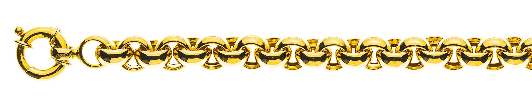 AURONOS Prestige Bracelet en or jaune 18k Chaîne à pois 7mm 19cm 