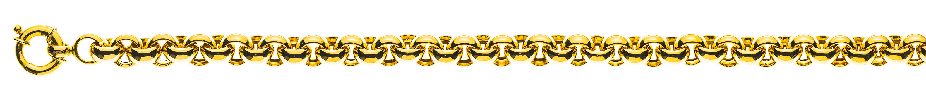 AURONOS Prestige Bracelet en or jaune 18k Chaîne à pois 7mm 19cm 