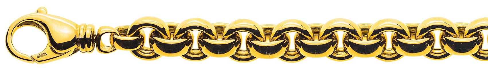 AURONOS Prestige Necklace yellow gold 18K handmade pea chain 45cm 9.5mm