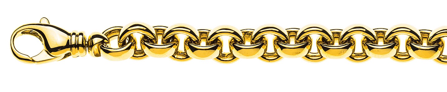 AURONOS Prestige Collier en or jaune 18K fait main Chaîne à pois 45cm 7.7mm