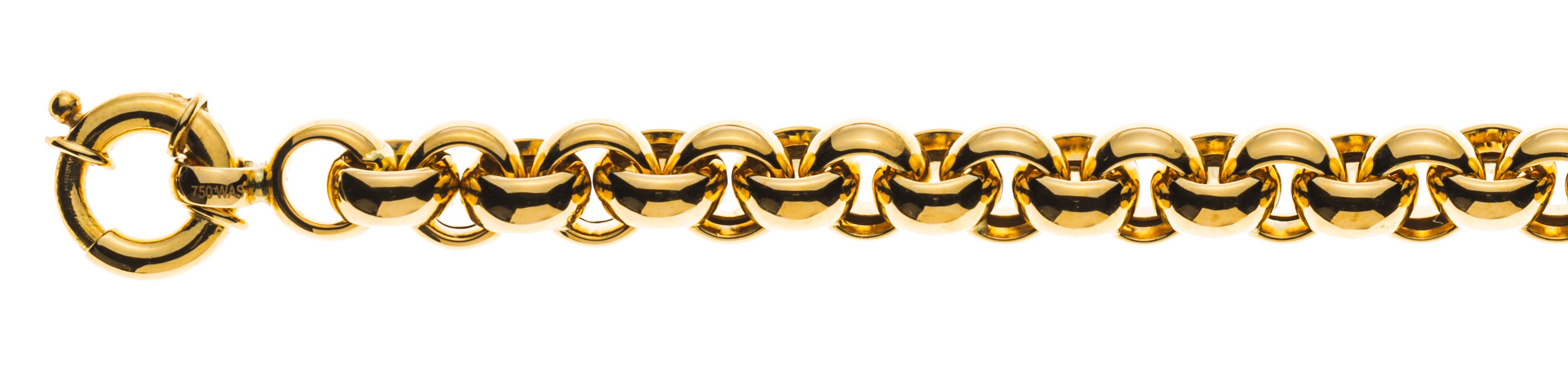 AURONOS Prestige Necklace yellow gold 18K semi-solid pea chain 50cm 7mm