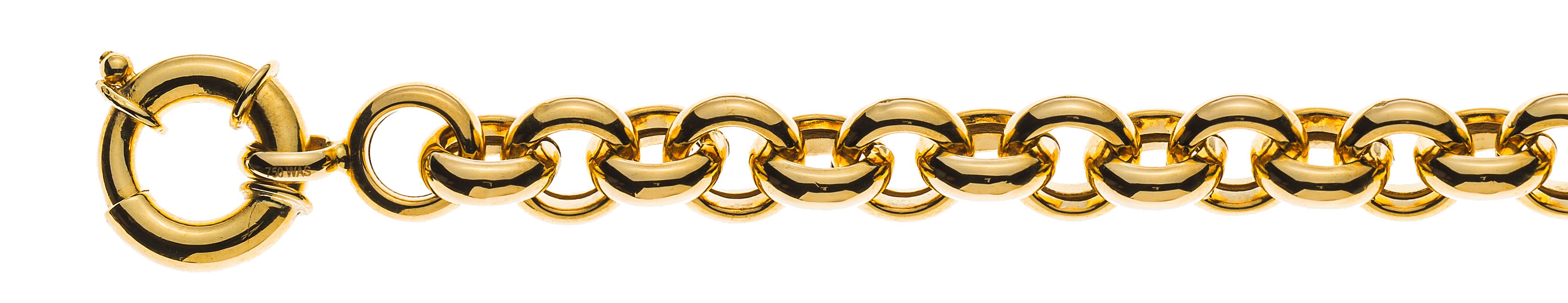 AURONOS Prestige Necklace yellow gold 18K semi-solid pea chain 50cm 9mm