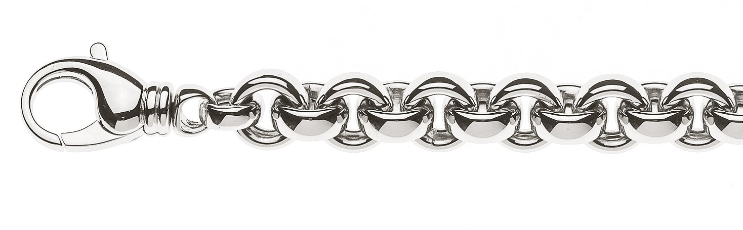 AURONOS Prestige Halskette Weissgold 18K Handarbeit Erbskette 45cm 9.5mm