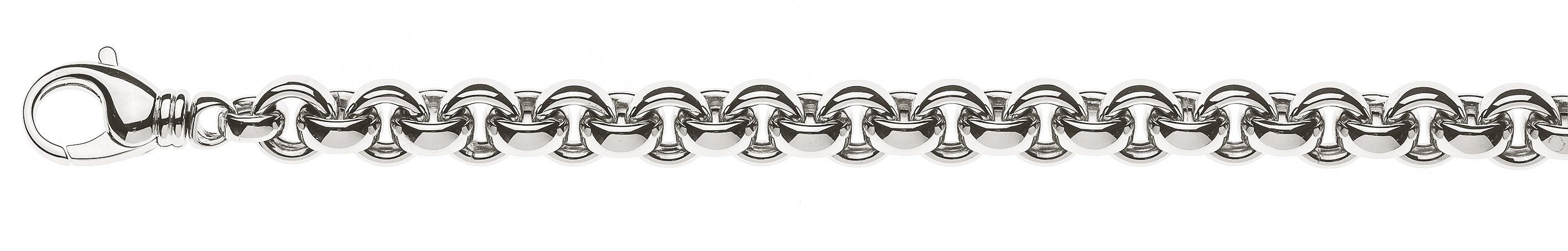 AURONOS Prestige Necklace white gold 18K handmade pea chain 45cm 9.5mm