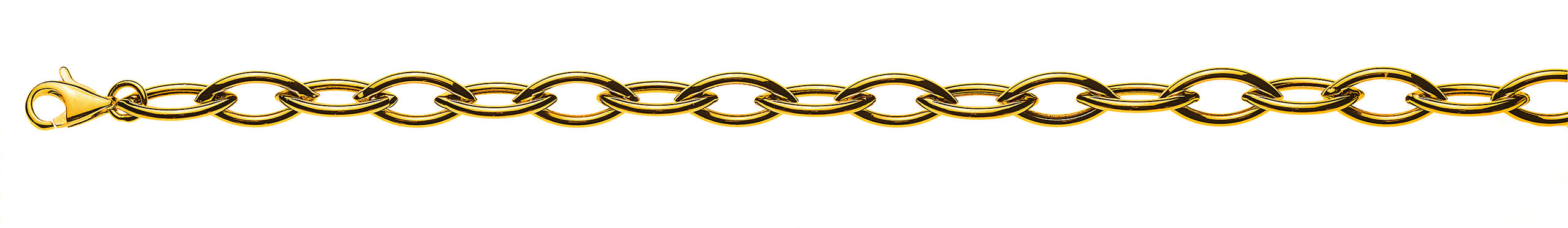 AURONOS Prestige Halskette Gelbgold 18K Navettekette Halbmassiv 50cm 7.3mm