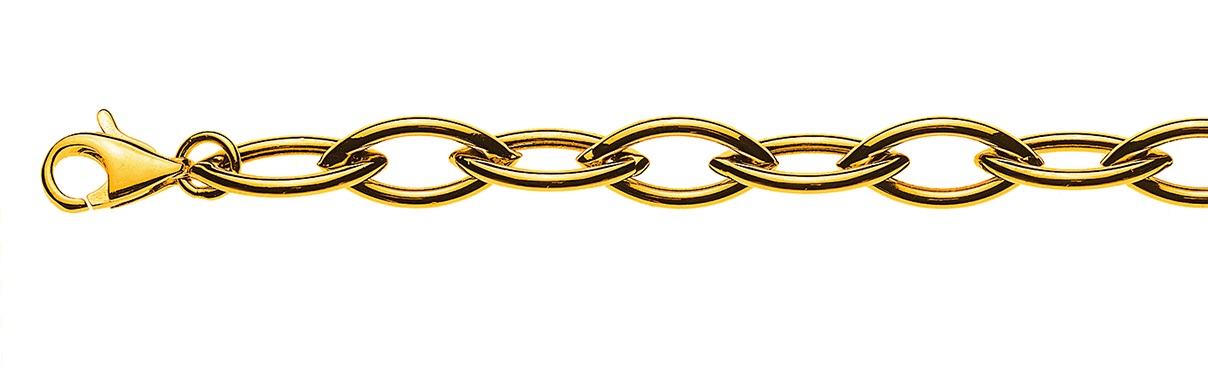 AURONOS Prestige Halskette Gelbgold 18K Navettekette Halbmassiv 50cm 7.3mm
