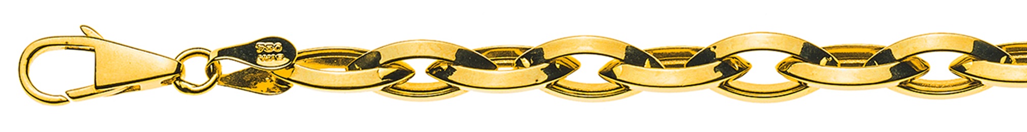AURONOS Prestige Halskette Gelbgold 18K Navettekette Halbmassiv Messerschliff 45cm 6.6mm