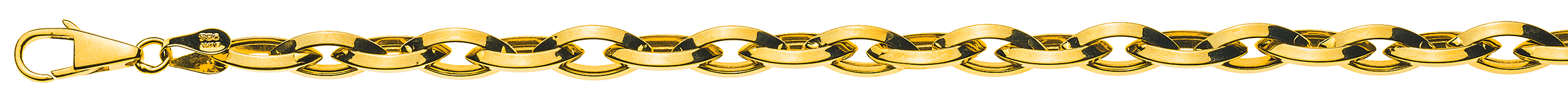 AURONOS Prestige Necklace yellow gold 18K navette chain semi-solid knife edge 50cm 6.6mm
