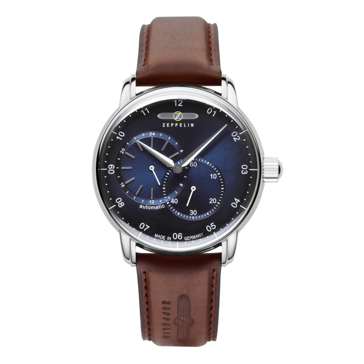 Zeppelin New Captain's Line Automatic with 24-hour display and leather strap
