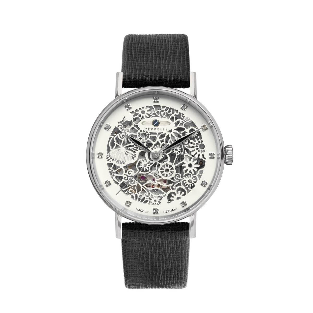 Zeppelin Princess of the Sky Automatic skeleton watch with leather strap