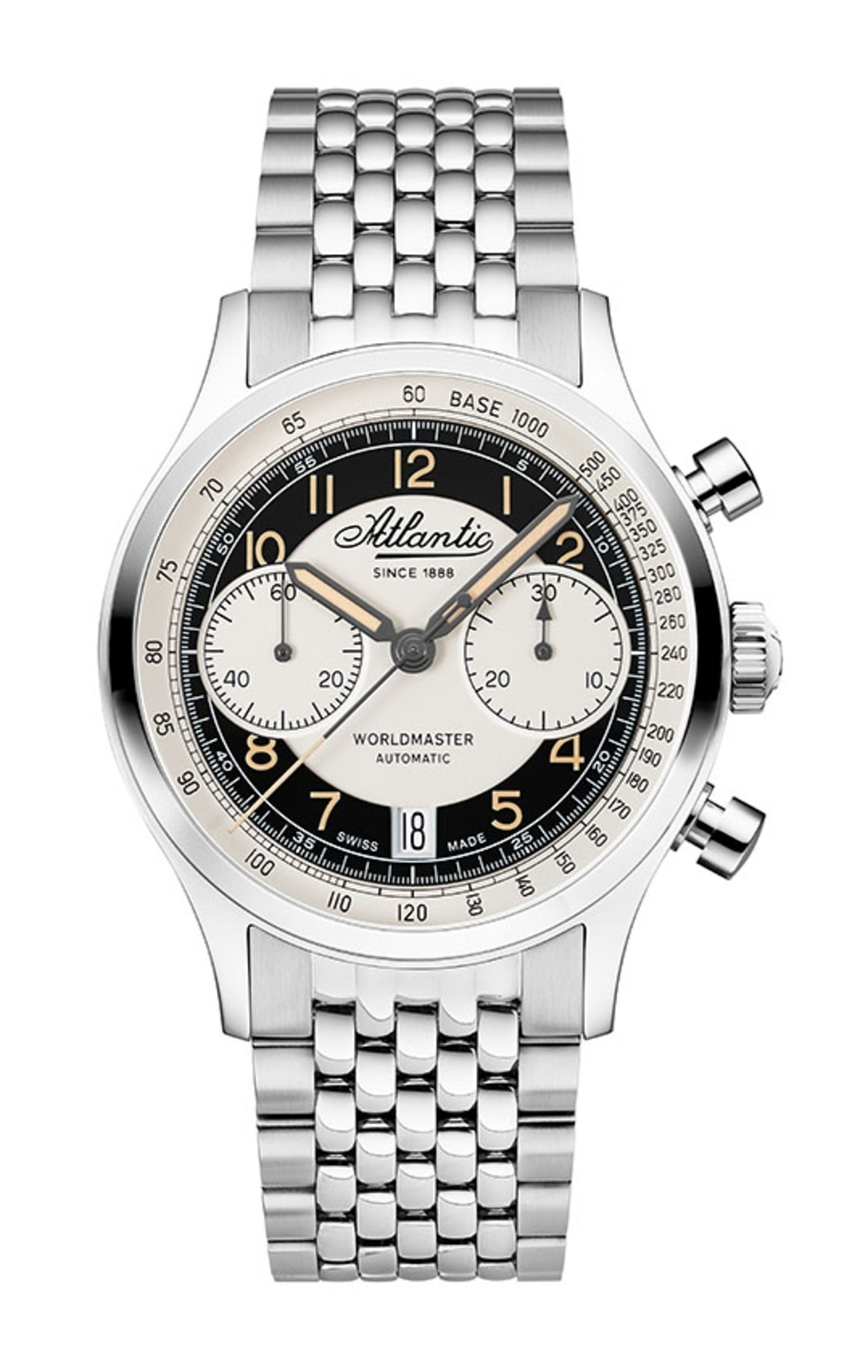 Atlantic Worldmaster Bicompax Automatic Dual Color with stainless steel bracelet