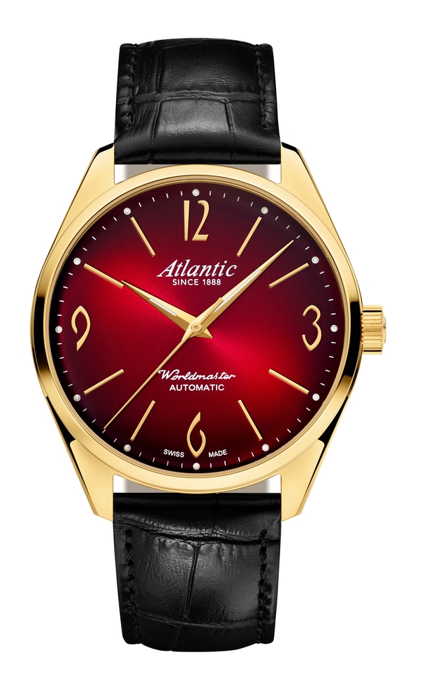 Atlantic Worldmaster Art Déco automatique | Or jaune PVD rouge, cuir 