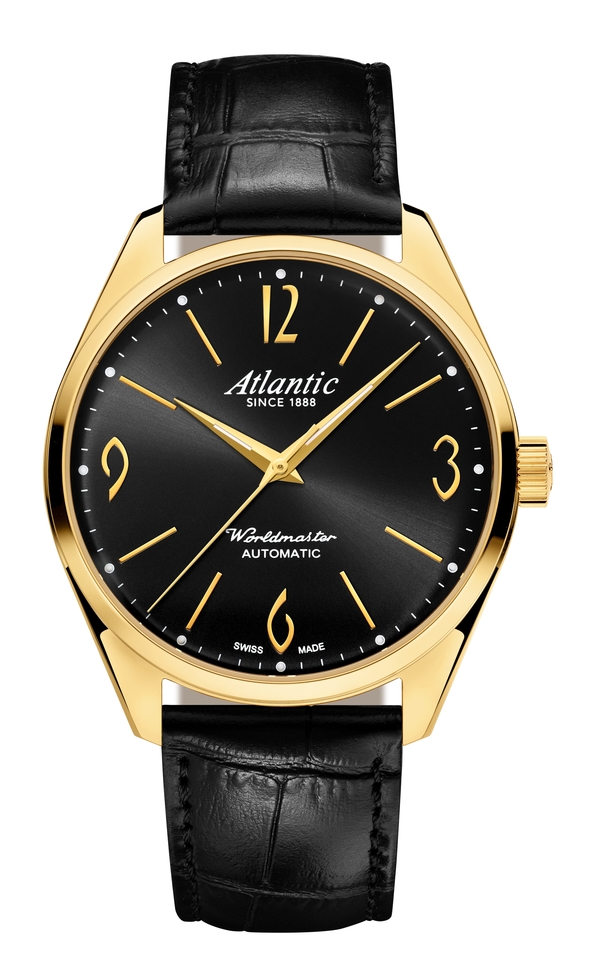 Atlantic Worldmaster Art Déco automatique | Or jaune PVD noir, cuir