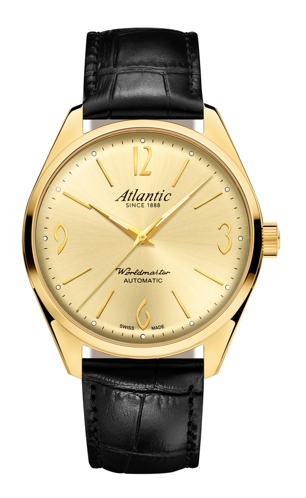 Atlantic Worldmaster Art Déco Automatik | Gelbgold PVD, Leder