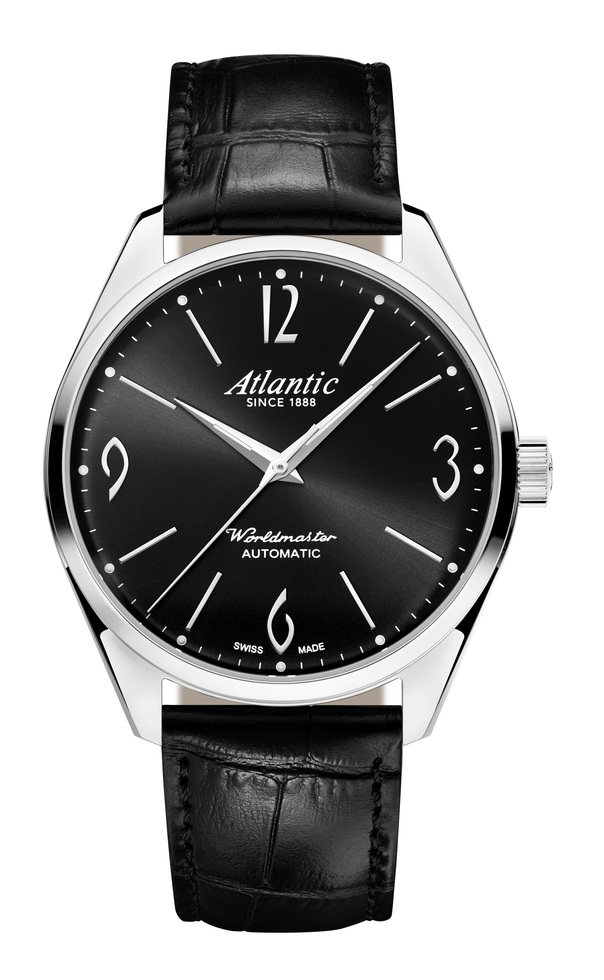 Atlantic Worldmaster Art Déco Automatik | Schwarz, Leder