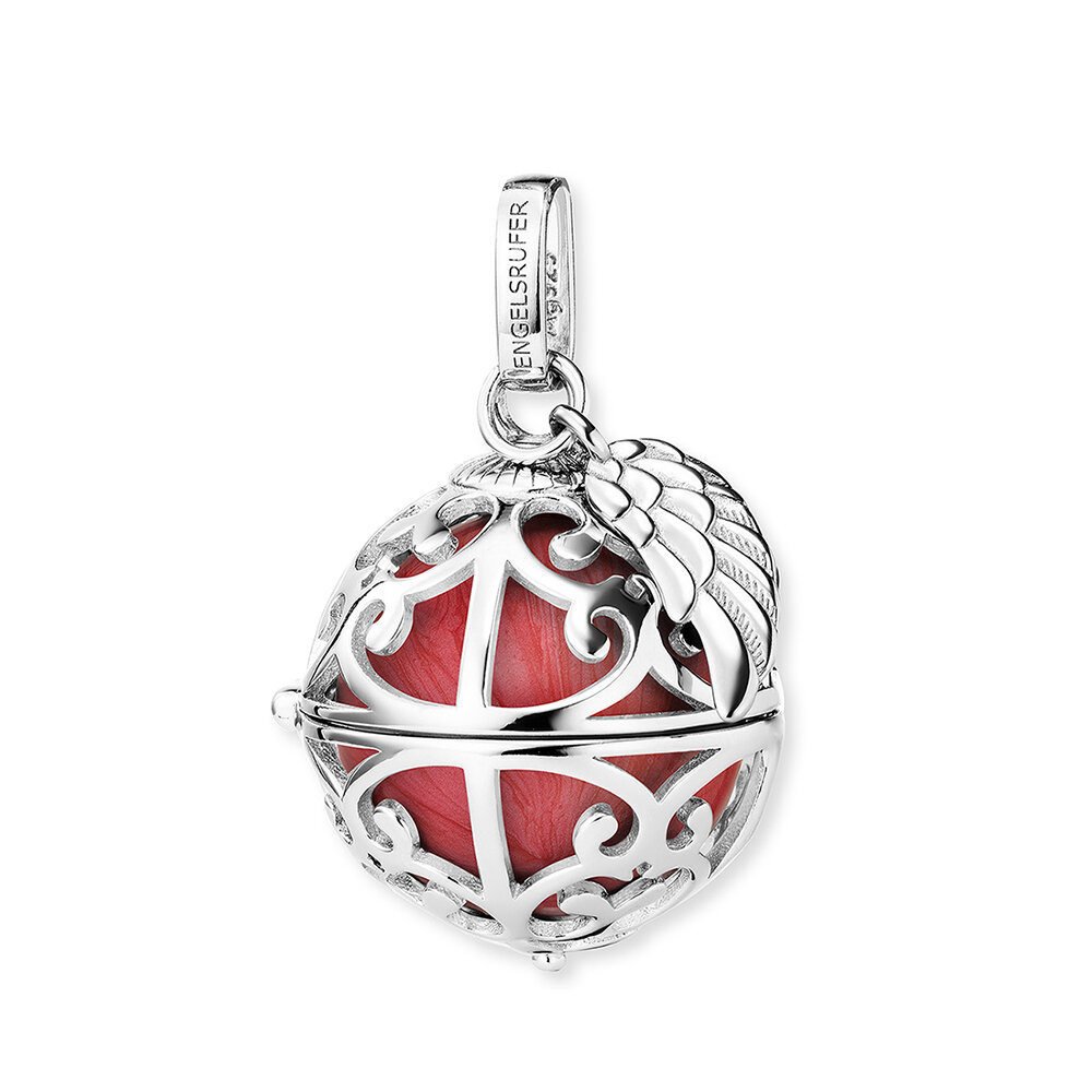 Angel caller sound ball pendant M ⌀19.5mm 925 silver mother-of-pearl red