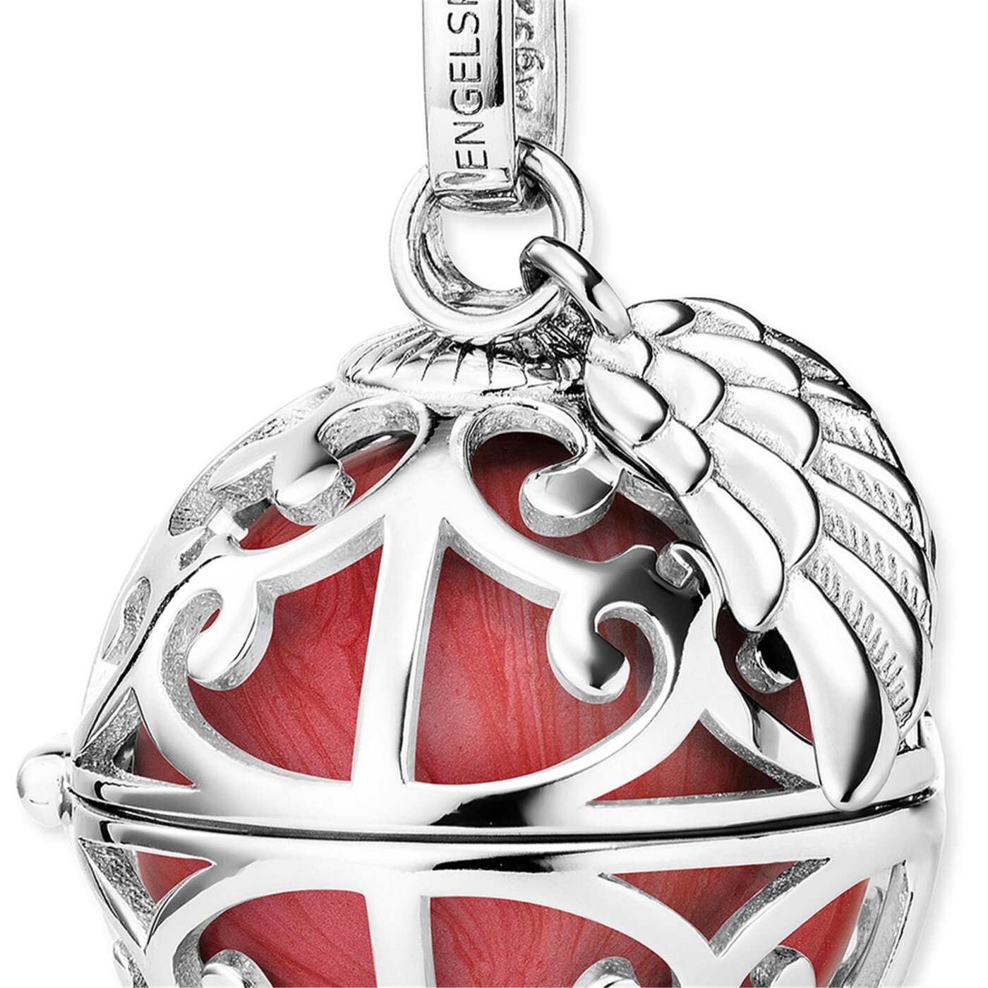 Angel caller sound ball pendant S ⌀16.5mm 925 silver mother-of-pearl red
