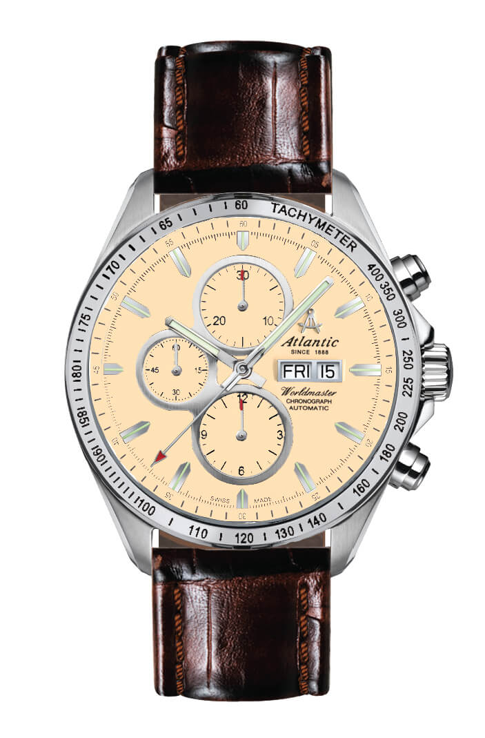 Atlantic Worldmaster Chronograph Automatic Leather & Indexes