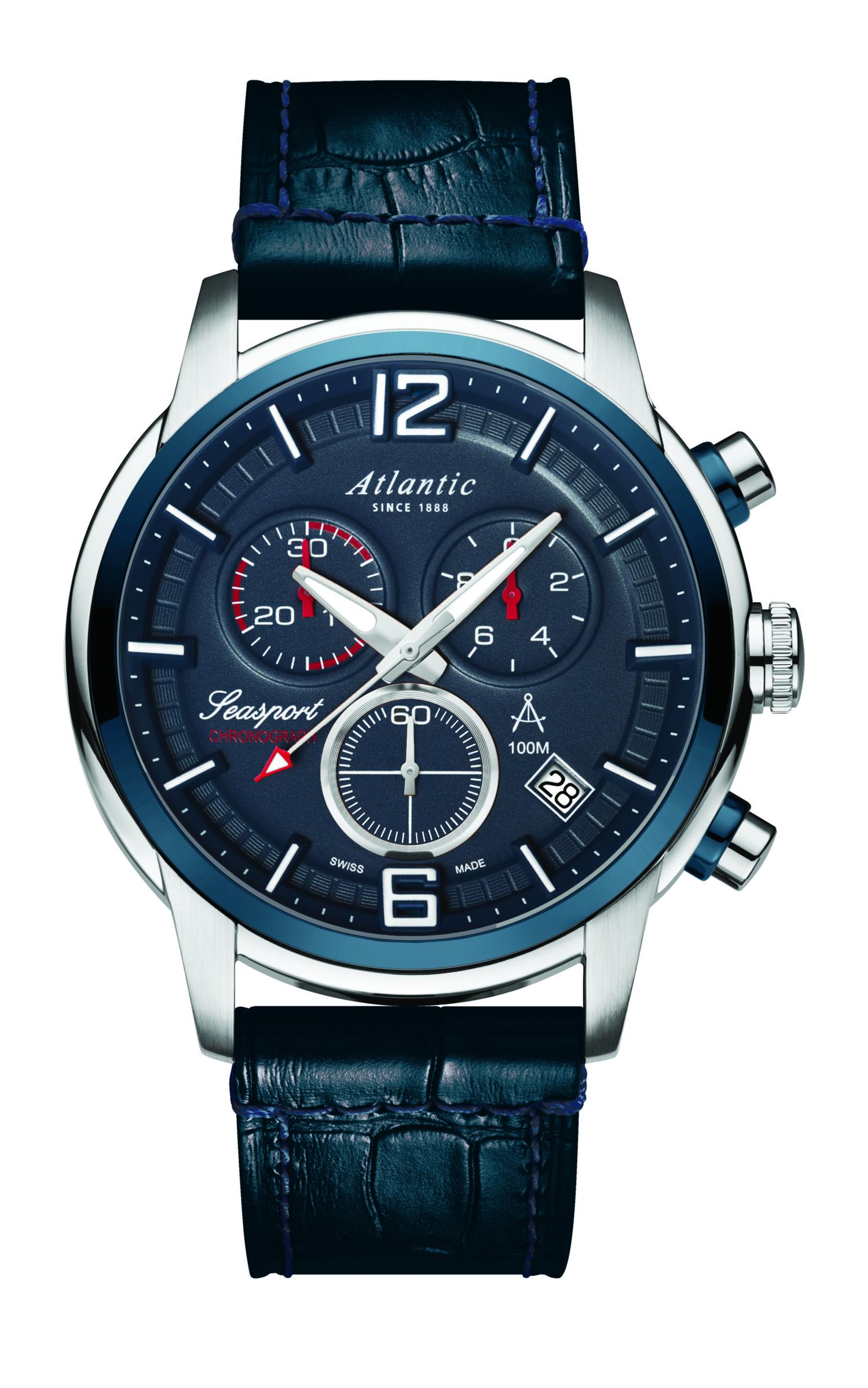 Atlantic Seasport Chronograph Blau & Leder