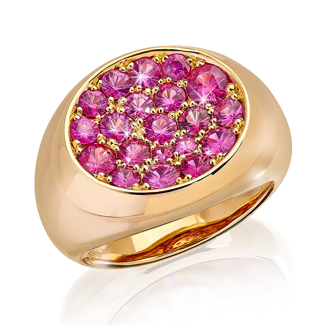 Cocktail-Ring "Bella" in Roségold mit 20 Rubinen 2,09ct., Messerer Juwelier Zürich