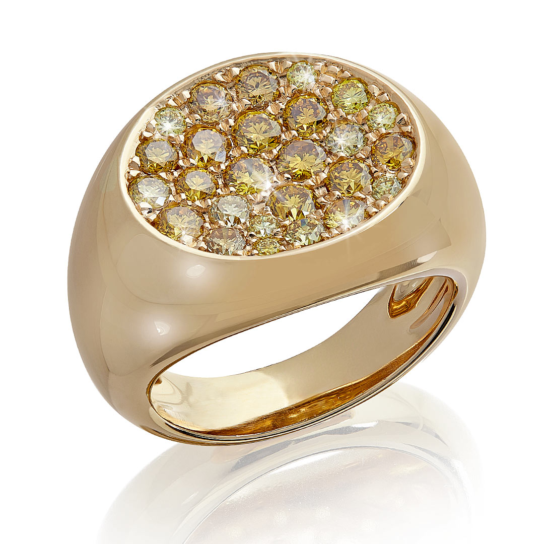 Cocktail-Ring "Bella" in Gelbgold mit 26 gelben Brillanten 1,21ct., Messerer Juwelier Zürich