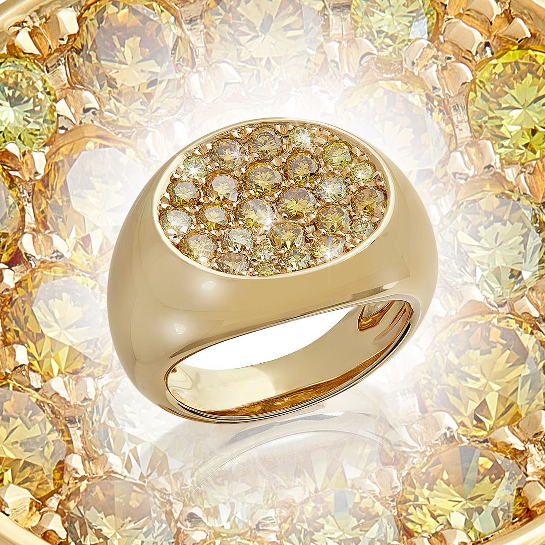 Cocktail-Ring "Bella" in Gelbgold mit 26 gelben Brillanten 1,21ct., Messerer Juwelier Zürich