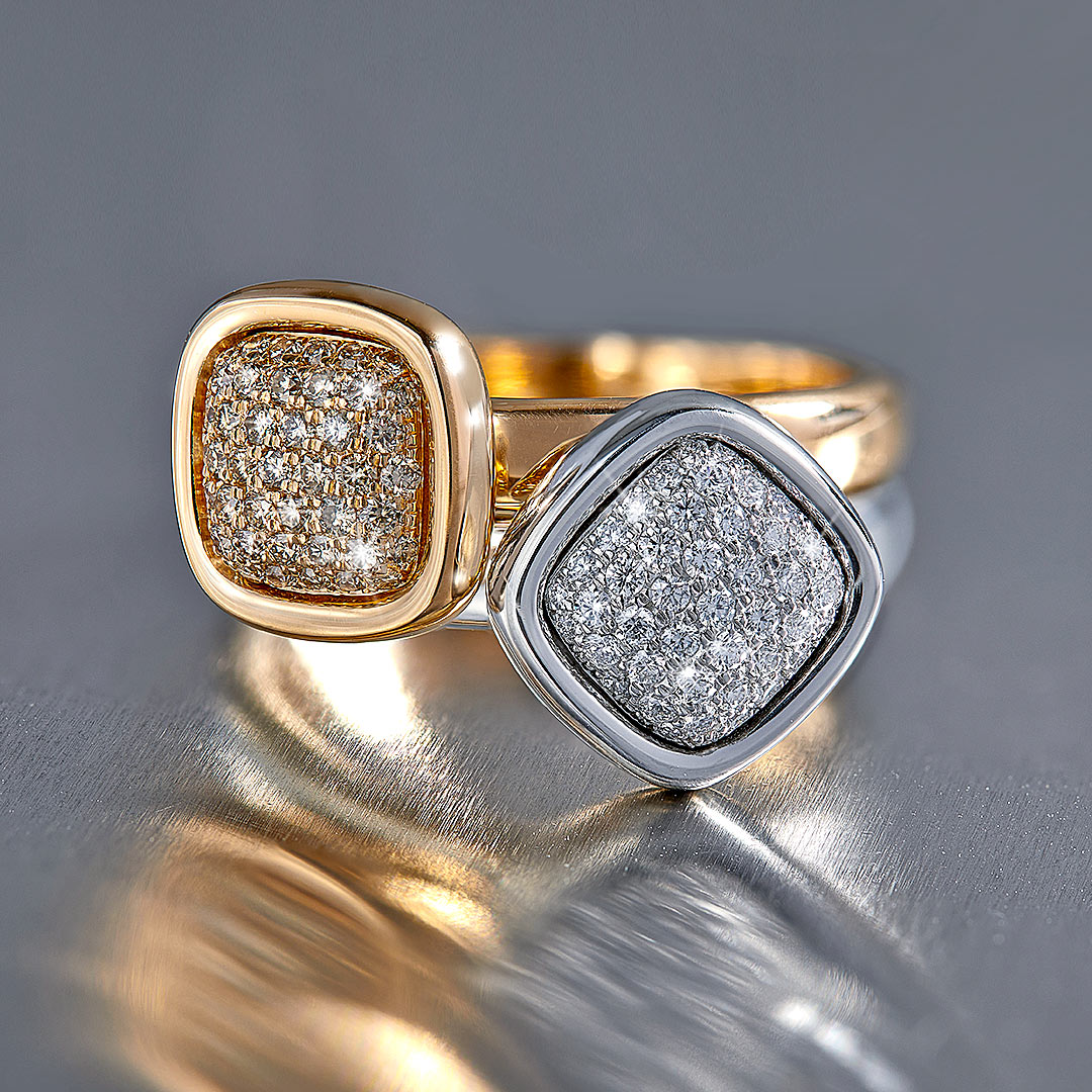 Ring "Zattera" in Platin mit Diamant-Pavé, Messerer Juwelier Zürich
