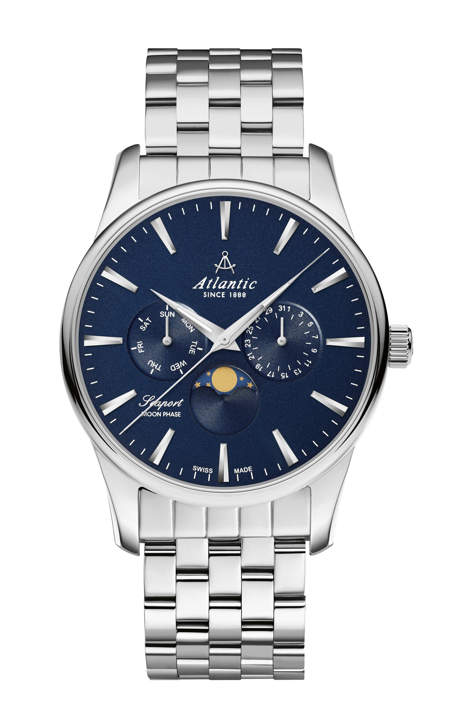 Atlantic Seaport Moonphase Blau & Edelstahl