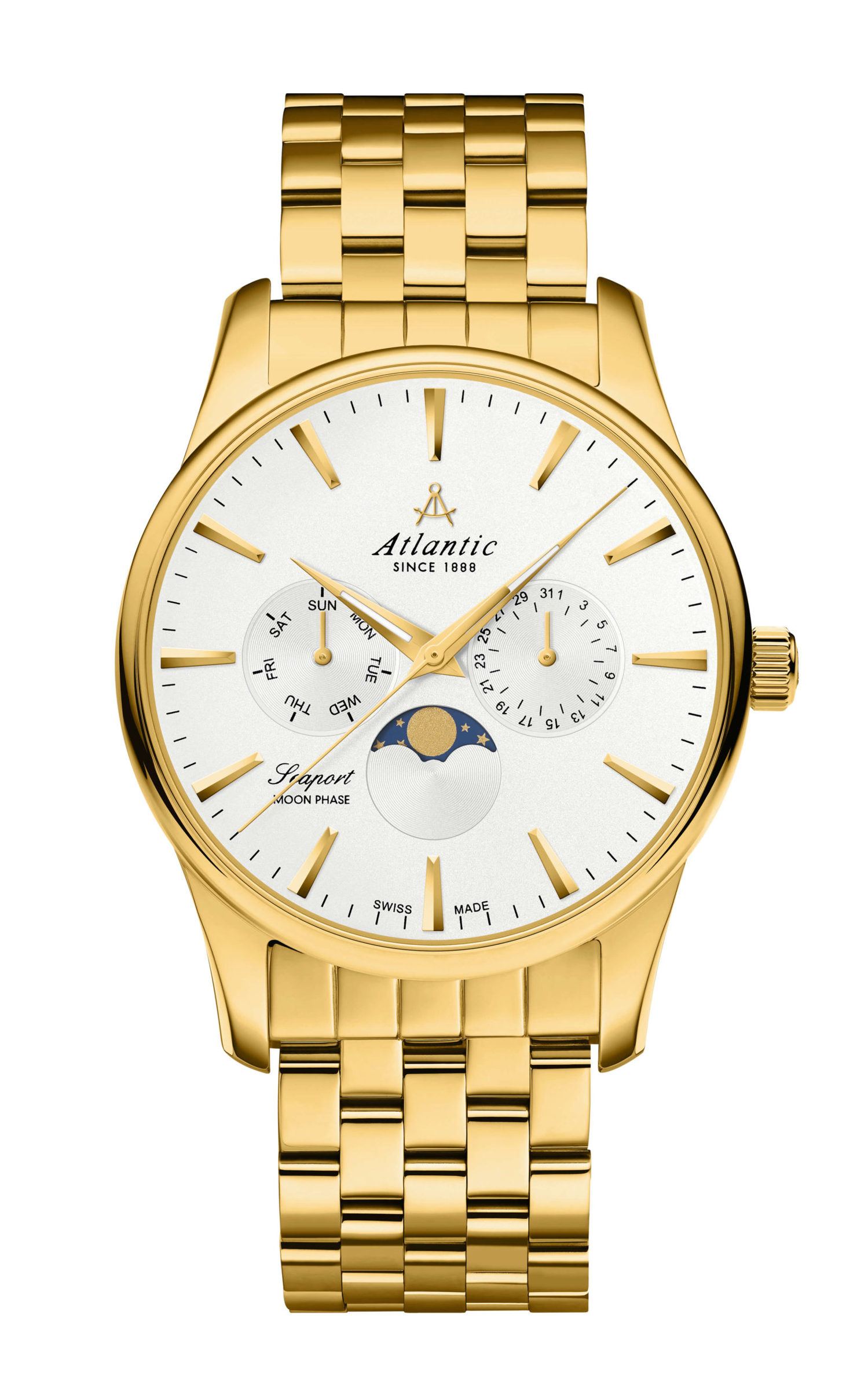 Atlantic Seaport Moonphase Gold PVD & Edelstahl