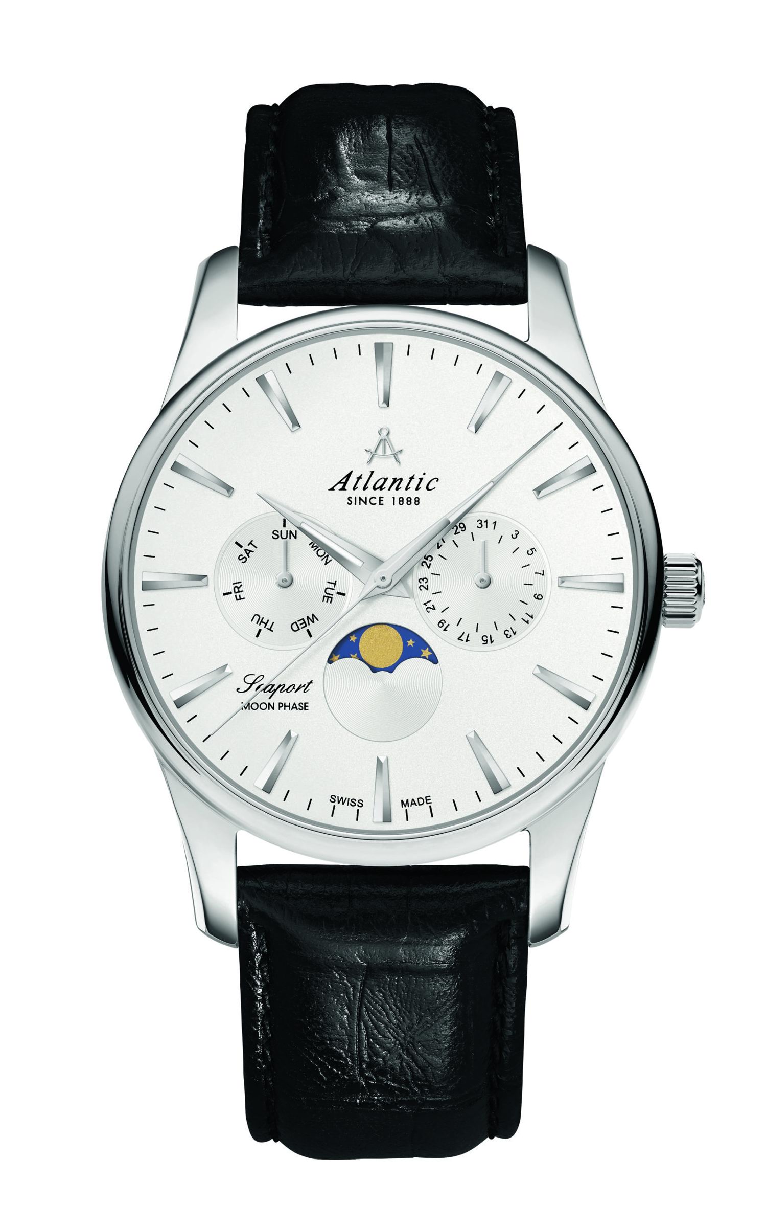 Atlantic Seaport Moonphase Silver & Leather