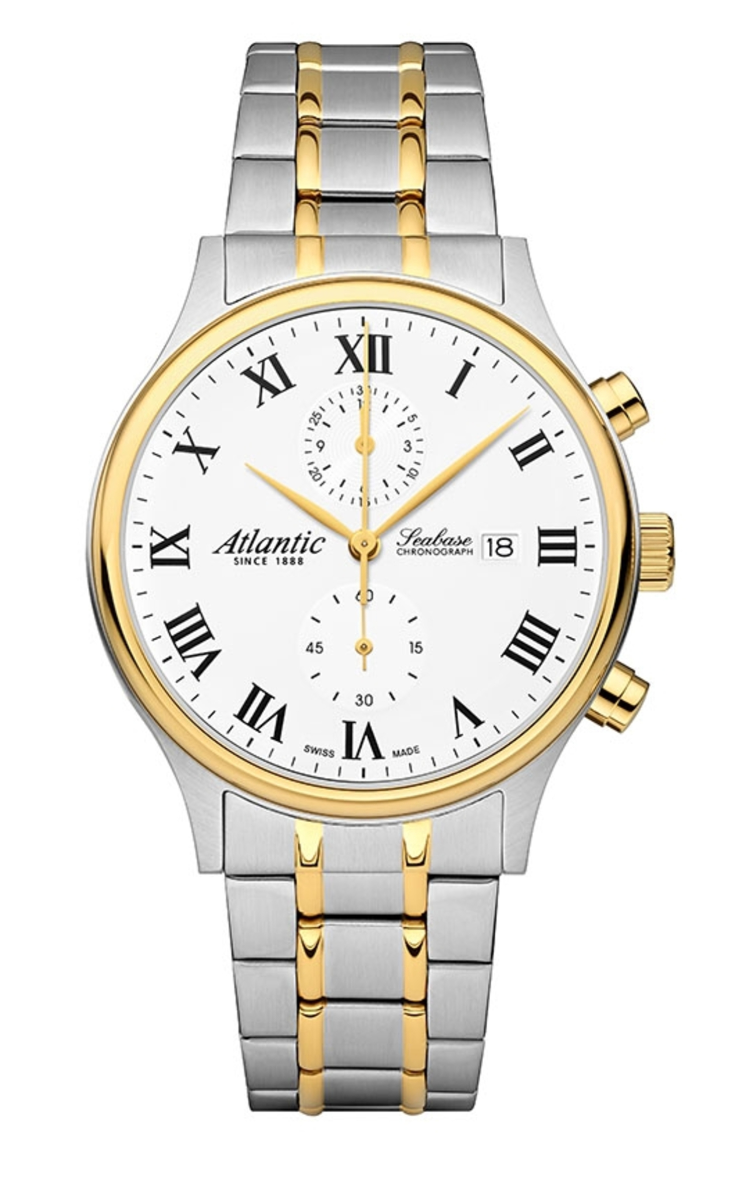 Atlantic Seabase Chronographe or PVD / blanc & cuir