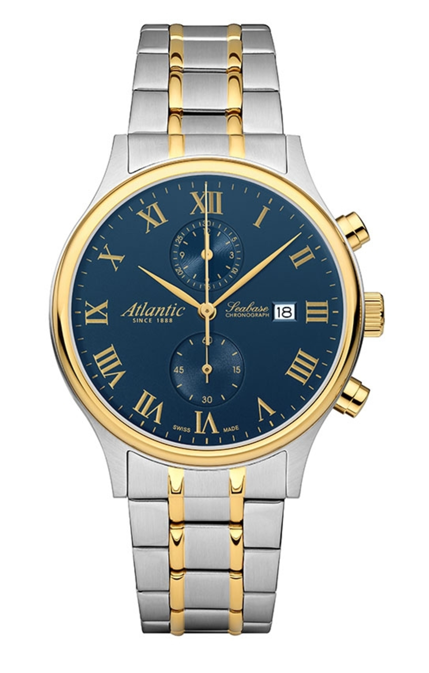 Atlantic Seabase Chronographe or PVD / bleu & acier inoxydable