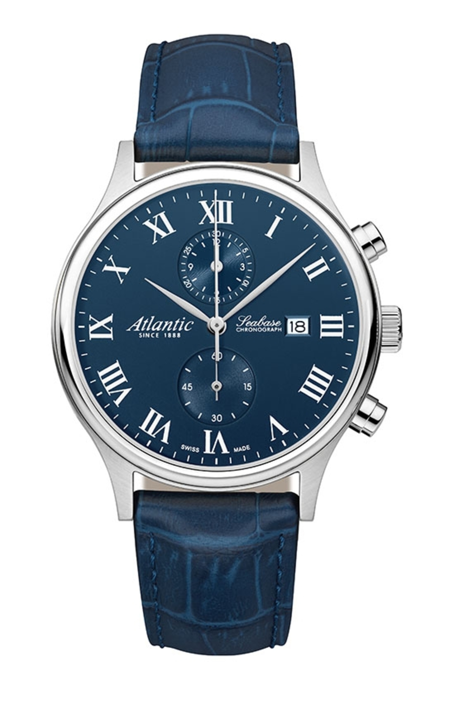 Atlantic Seabase Chronograph Blue & Leather